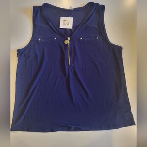 Anne Klein Sleeveless Shirt Size Large Blue